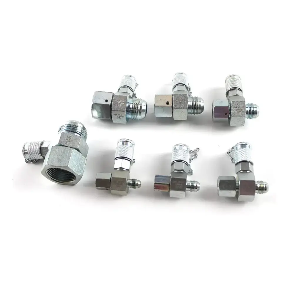 7PCS Hydraulic Swivel Run Tees JIC37 ORFS Tester Tee Coupling Set for Excavator Construction Machinery Hydraulic System — фото 1