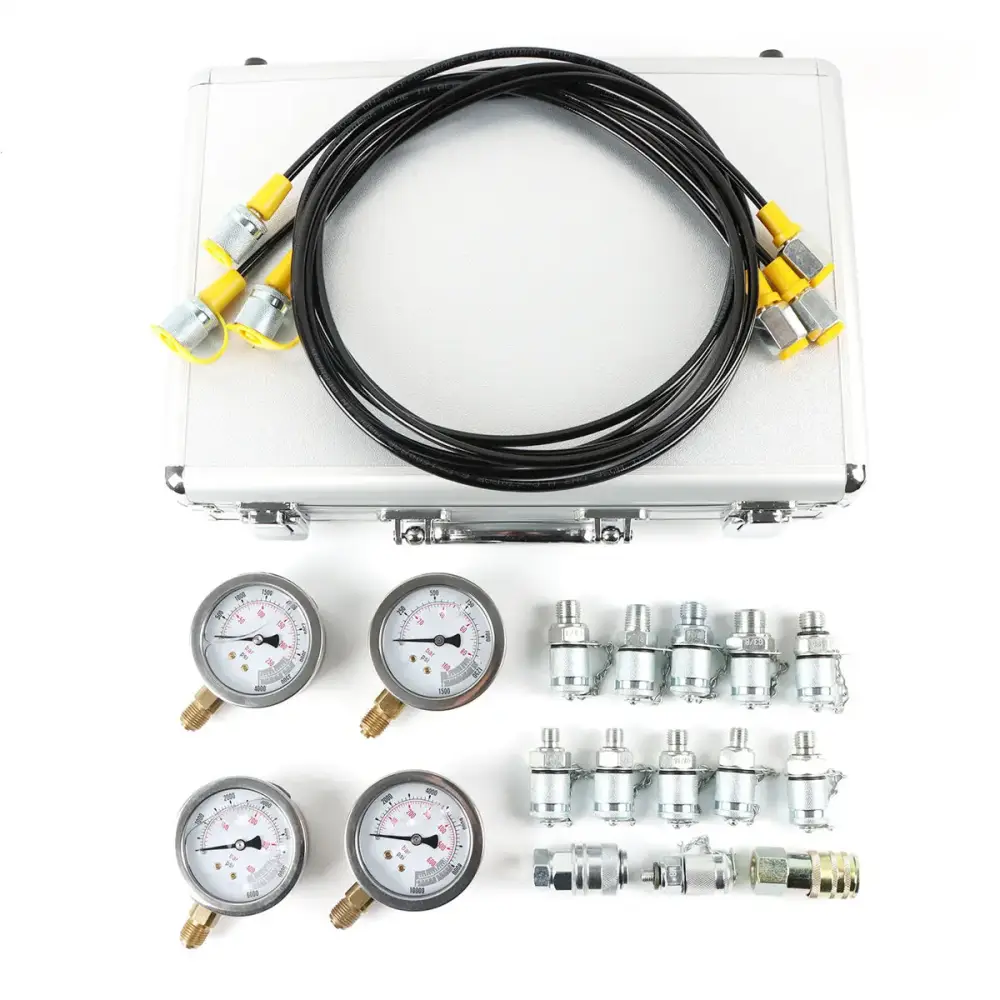 Hydraulic Pressure Test Kit 100/250/400/600 Bar 13 Couplings 4 Gauges for Construction Machinery — фото 1
